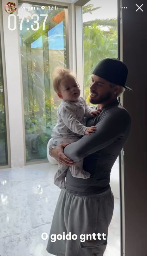 Zé Felipe com o filho, José Leonardo, em publicação feita por Virginia Fonseca