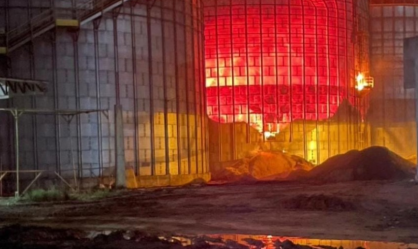 Depósito de soja é atingido por incêndio de grandes proporções no RS