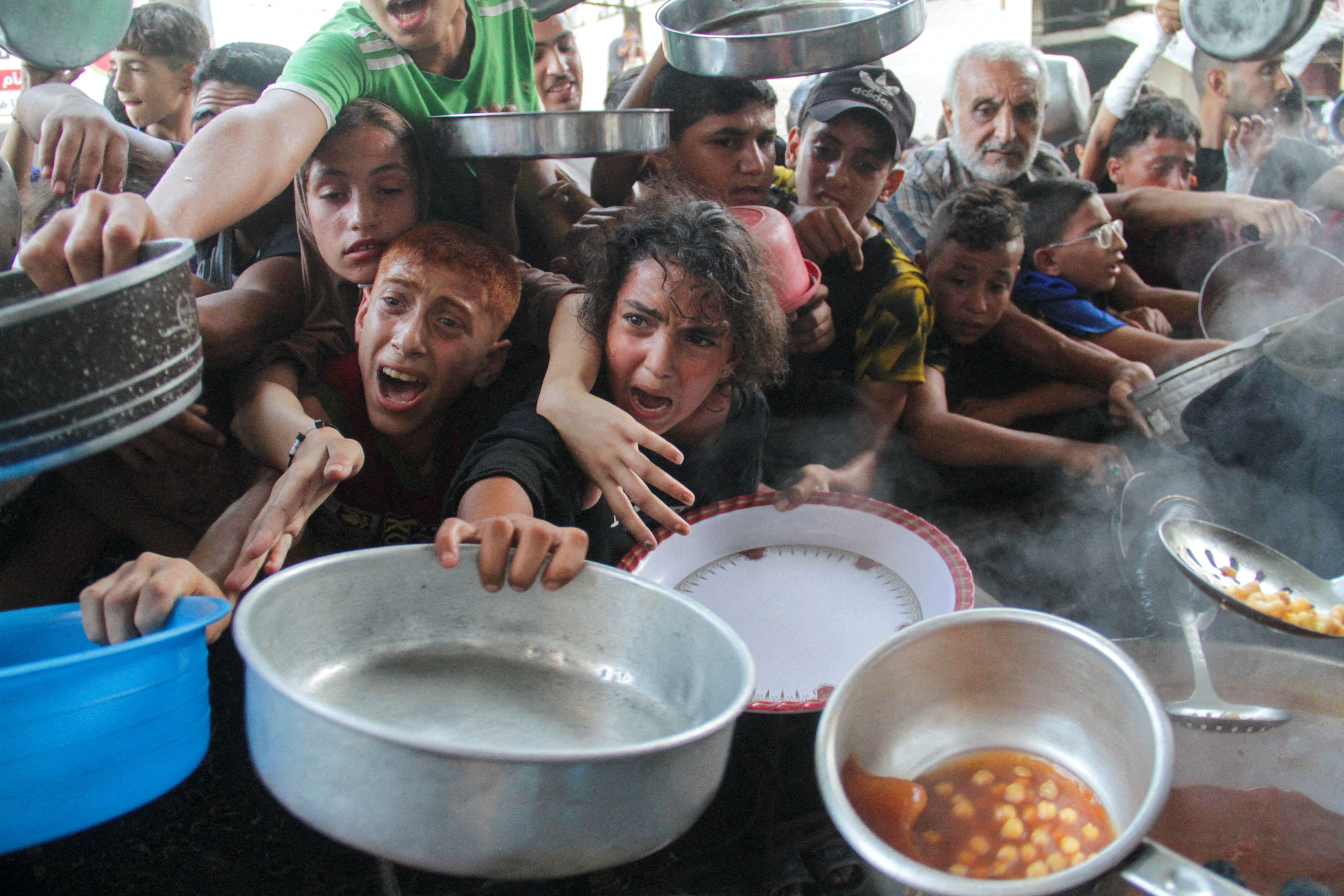 Palestinos buscam comida no norte de Gaza