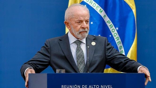 Presidente Luiz Inácio Lula da Silva durante declaração conjunta à imprensa no Palácio de La Moneda, Santiago, Chile