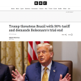 Jornais internacionais destacam tarifas de 50% de Trump ao Brasil