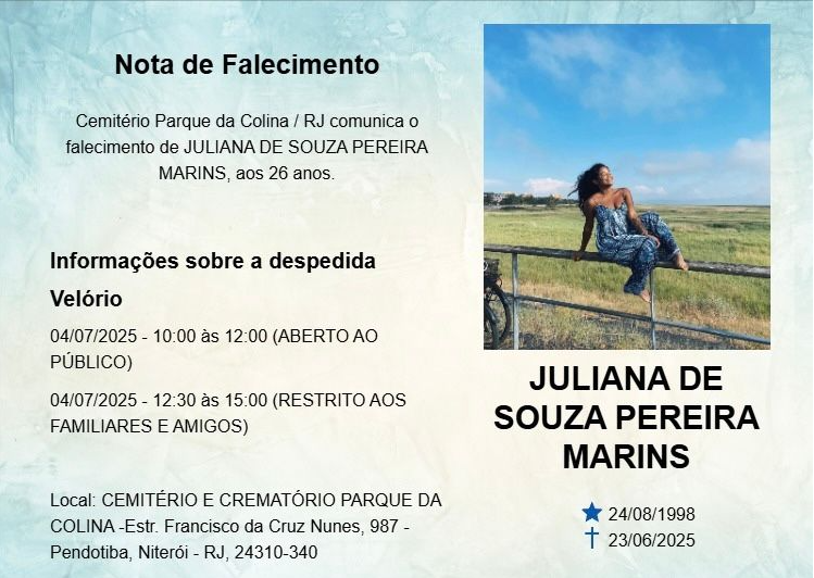 Imagem velório Juliana Marins
