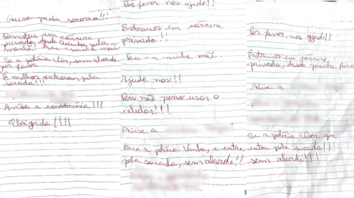 bilhetes pedido de socorro mãe e filha PR