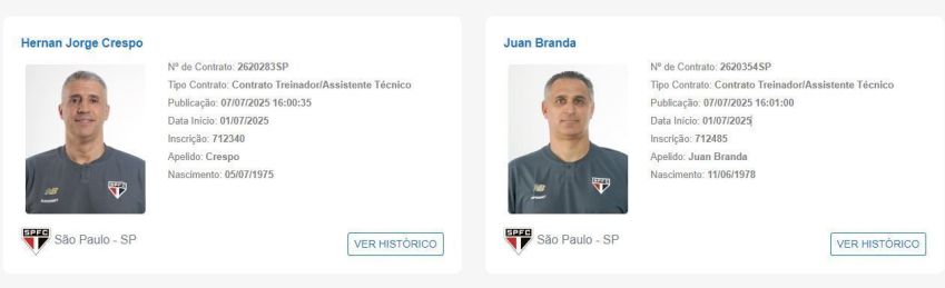 Crespo está inscrito • Foto: Reprodução / BID CBF