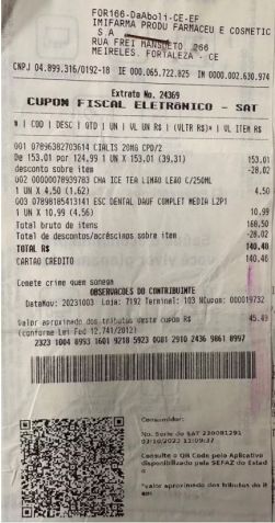 Cupom fiscal com descrição de estimulante sexual • ge