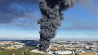 Incêndio de grandes proporções atinge indústria em Guarulhos (SP)