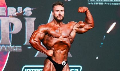 Gabriel Zancanelli durante disputa do Mr Olympia