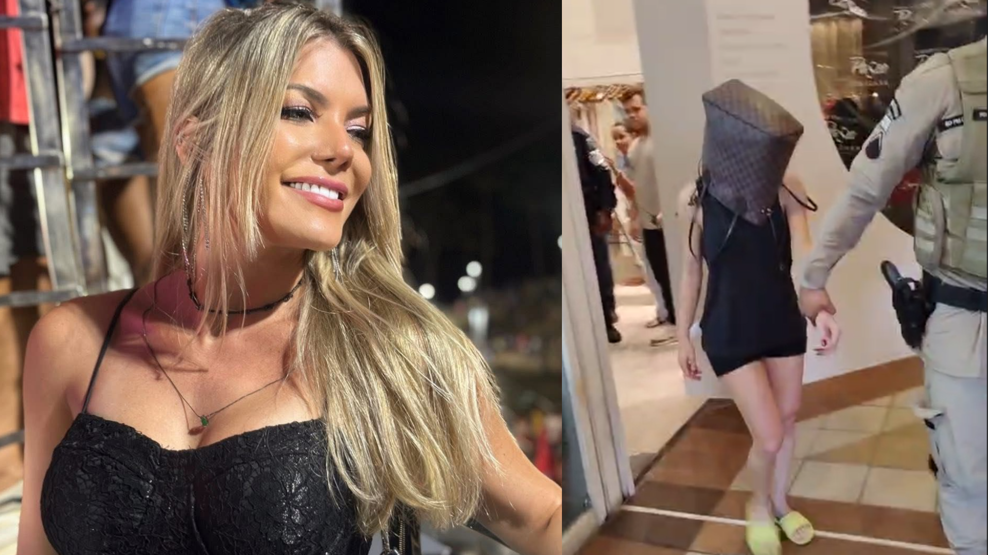 Imagem mostra blogueira após sair de shopping detida por policiais