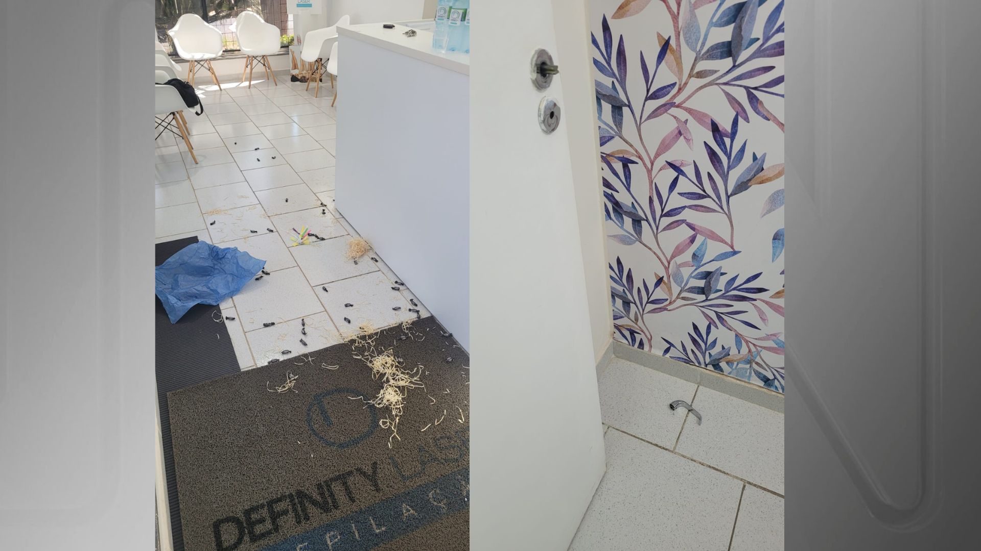 Imagem mostra destruição em clínica após agressão a empresário • Reprodução
