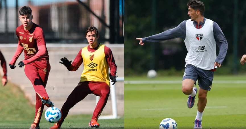 Jogadores do CAP e do São Paulo em preparação para a Copa do Brasil