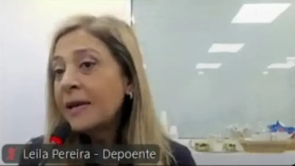 Leila Pereira no julgamento no STJD, no Rio de Janeiro