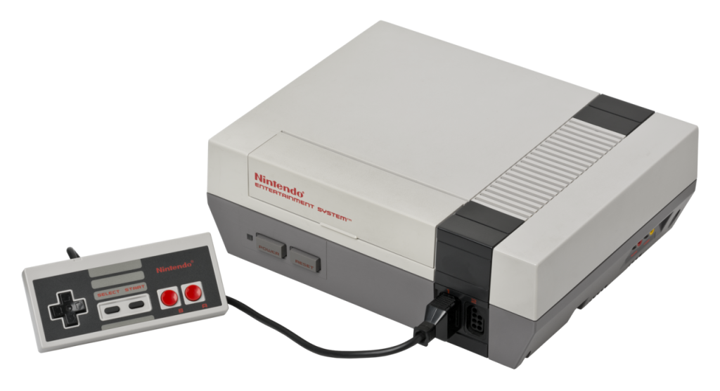 A fotografia mostra o console NES.