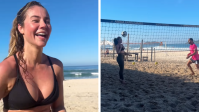 Paolla Oliveira joga futevôlei na praia e diz: "Sensação de morte"