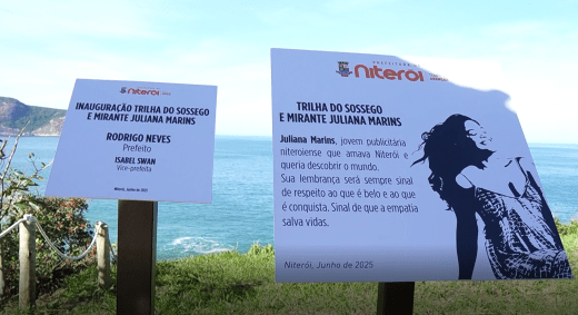 Placa ficará no mirante da Praia do Sossego, em Niterói