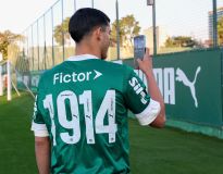 Apresentação de Ramón Sosa, novo atleta da SE Palmeiras, na Academia de Futebol, em São Paulo-SP