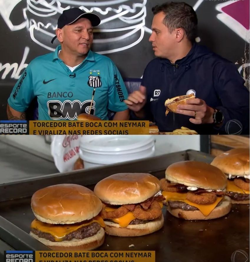 Torcedor que brigou com Neymar lança hambúrguer com nome do craque • Reprodução/YouTube