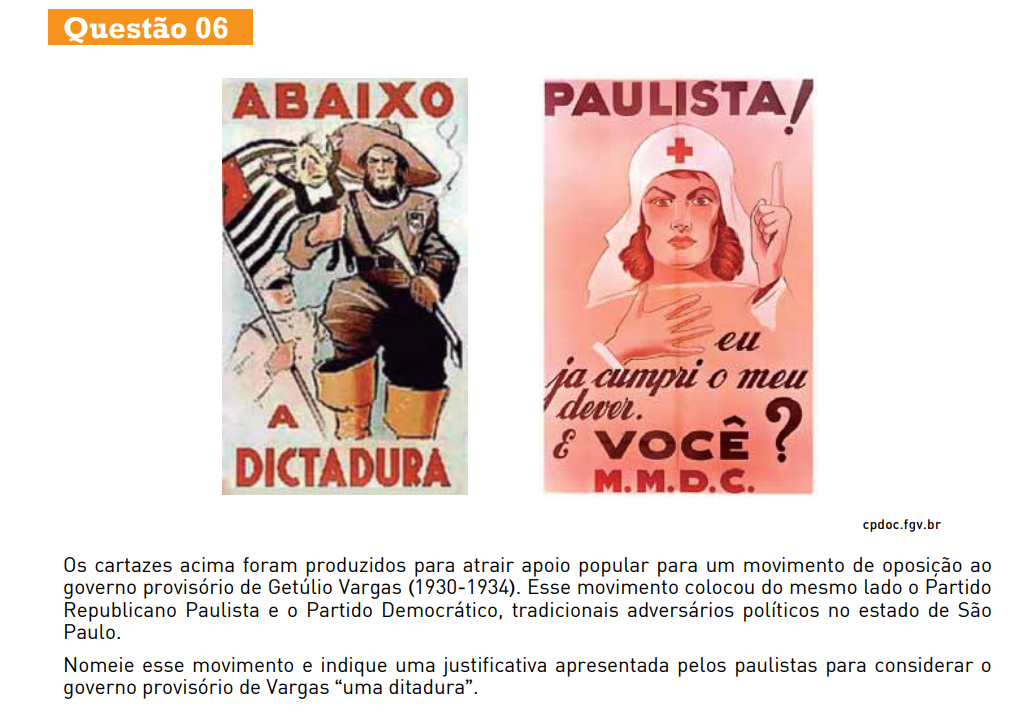 Constitutionalist Revolution: 4 times the theme appeared in the entrance exams