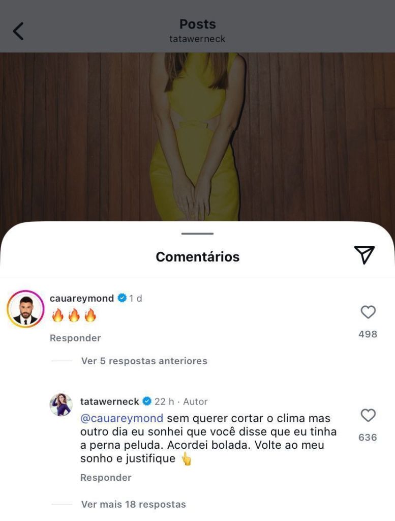 Tatá Werneck comenta sobre sonho com Cauã Reymond