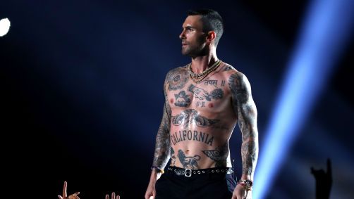 Adam Levine durante o Super Bowl de 2019 em Atlanta, nos Estados Unidos