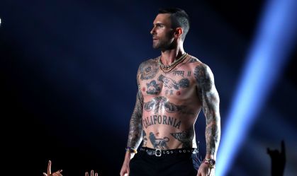Adam Levine durante o Super Bowl de 2019 em Atlanta, nos Estados Unidos