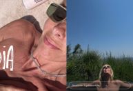 Adriane Galisteu pega sol de topless em viagem à Turquia