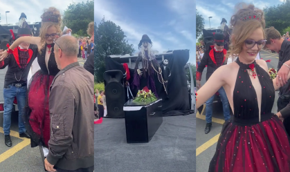 Adolescente viraliza ao chegar em caixão para baile de formatura; veja