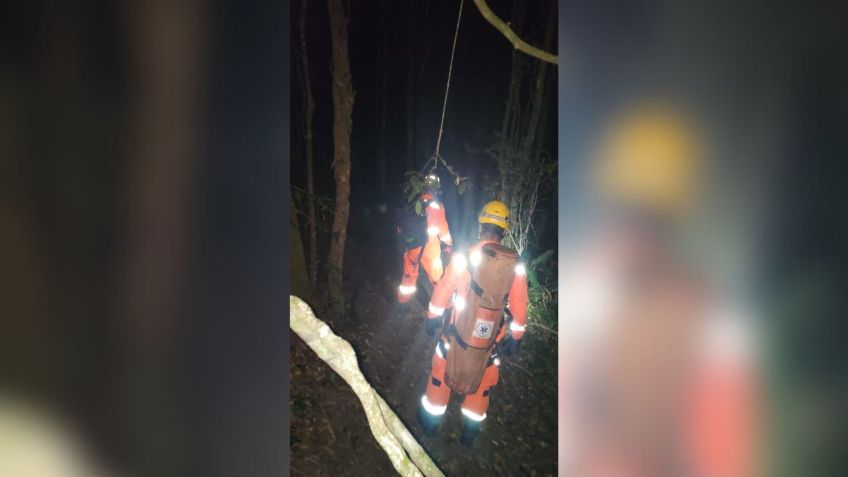O Corpo de Bombeiros foi acionado e mobilizou uma equipe de salvamento em altura e terrestre • Reprodução