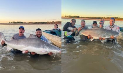 Pescador fisga peixe de mais de 2 metros e luta 50 minutos para tirar foto