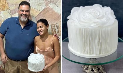 "Vale Tudo": Bella Campos ganha bolo de confeiteiro do casamento de Fátima