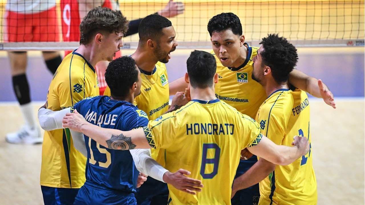 Brasil comemora ponto contra a China na VNL
