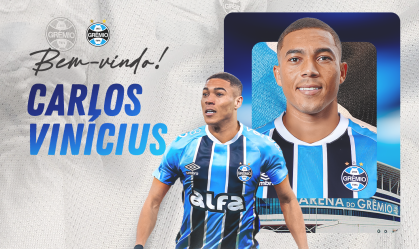 Grêmio anuncia a contração do atacante Carlos Vinícius; veja vídeo
