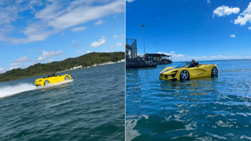 Carro aquático atinge quase 90 km/h