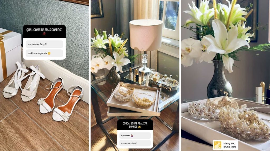 Fátima mostra acessórios de casamento com Afonso