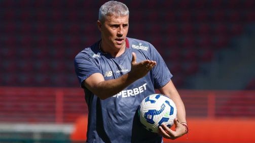 Hernán Crespo em treino do São Paulo