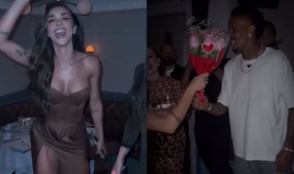 Éder Militão e Tainá Castro curtem festa pré-casamento animada