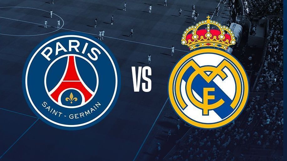 Escudos do PSG e Real Madrid