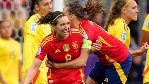 Mariona Caldentey comemorando gol pela Espanha na Eurocopa Feminina