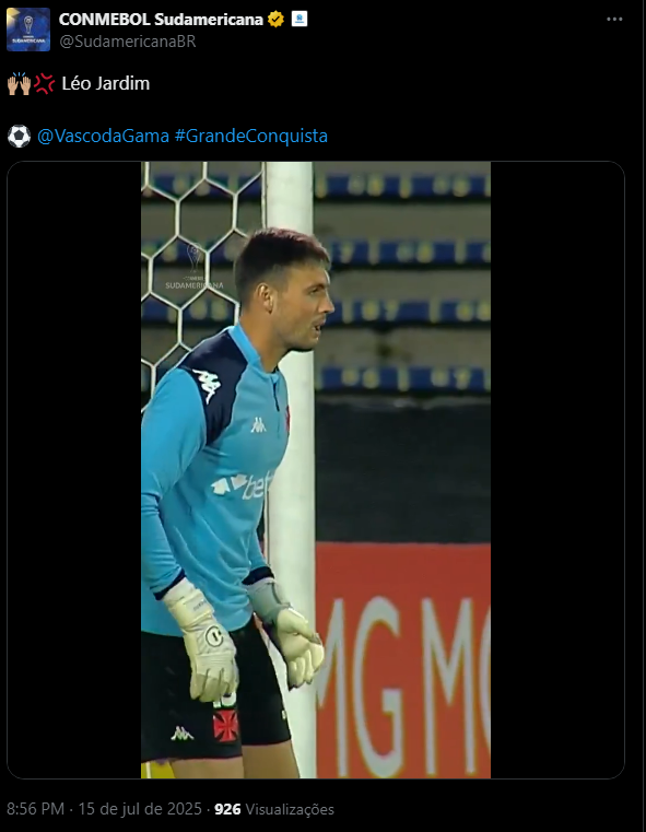 Perfil da Copa Sul-Americana na rede social X faz confusão com os goleiros do Vasco