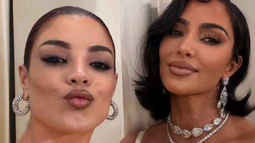 Gkay e Kim Kardashian no desfile da Balenciaga em Paris