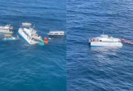 Vídeo: catamarã fica com passageiros à deriva após colidir com barco na BA