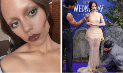 Jenna Ortega enfrenta "perrengue" com vestido em pré-estreia de "Wandinha"