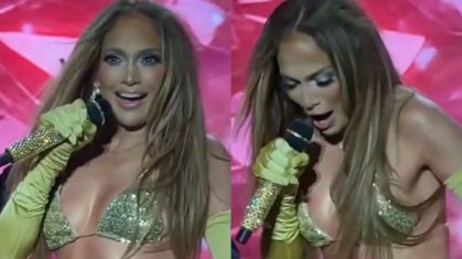 Apesar do acidente, ela riu do acontecimento e posou com o que restou de seu look