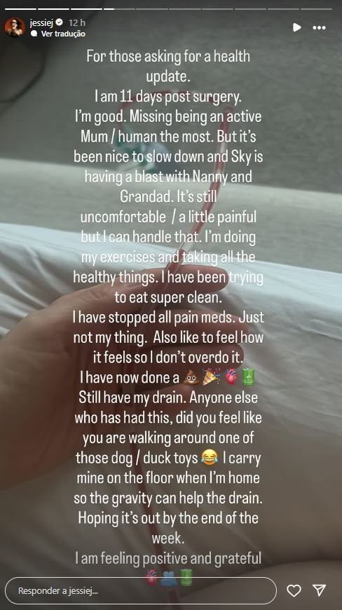 Jessie J falou sobre processo de recuperação • Instagram/Jessie J