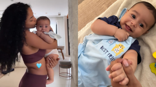 Lorena Maria mostra reencontro com filho Rás, que estava viajando com MC Daniel