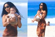 Após polêmicas, Lorena Maria aproveita dia de praia com filho com MC Daniel