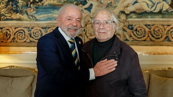 Lula durante encontro com Adolfo Pérez Esquivel, ganhador do prêmio Nobel da Paz de 1980