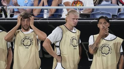 Jogadores do Manchester City após a derrota para o Al-Hilal