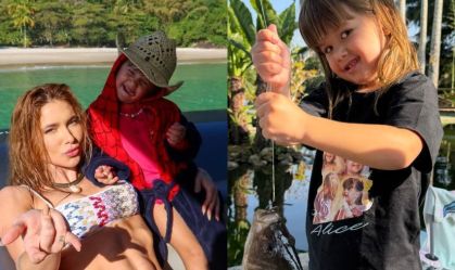 Virginia mostra a filha pescando e Poliana reage: "Vovô orgulhoso"