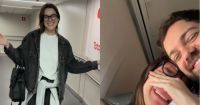 Atriz celebra 1º voo de avião após 7 anos para ir ao casório de Lancellotti