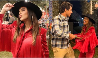 Mariana Rios exibe barriga de grávida em festa junina; veja